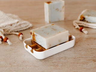 Soap holder made of natural bamboo. Sisal soap bags organic. Zero waste