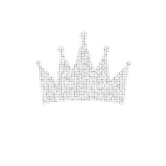 The crown symbol filled with black dots. Pointillism style. Vector illustration on white background