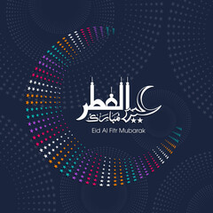 Obraz premium Arabic Calligraphic text of Eid Al Fitr Mubarak for the Muslim community festival celebration.