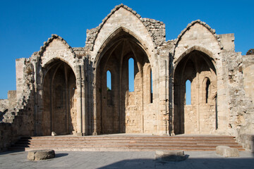 Ruins of Byzantine Church of the virgin of Burgh, Rhodes city, Greece