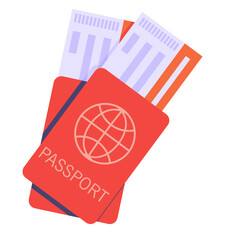  Passport with air tickets on a white background