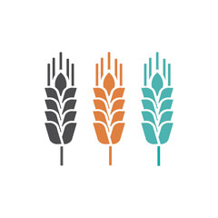 Wheat logo design in three colors, icon, vector.