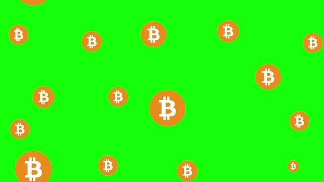 Bitcoin Seamless Loop raining Abstract 4K Concept with Green Screen.