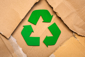 Top view of Symbol of recycling. Paper recycling concept