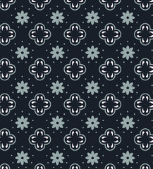 mini flower pattern. mini daisy and daffodil flower pattern with polka dots in black and grey theme color. fabric and wallpaper pattern design, Seamless pattern, cute, card, gift wrap and wallpaper. 
