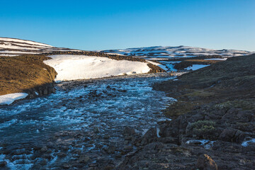 River on Putorana Plateau. Russia nature, Taimyr landscape