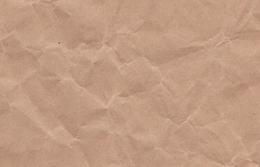 Crumpled cream paper background texture. Paper craft