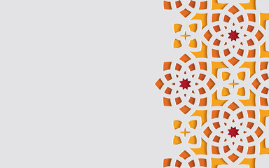 Color ornamental patterned stone relief in arabic architectural style of islamic mosque,greeting card for Ramadan Kareem