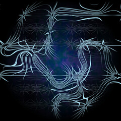 Illuminated abstract curved lines. Fractal graphics.