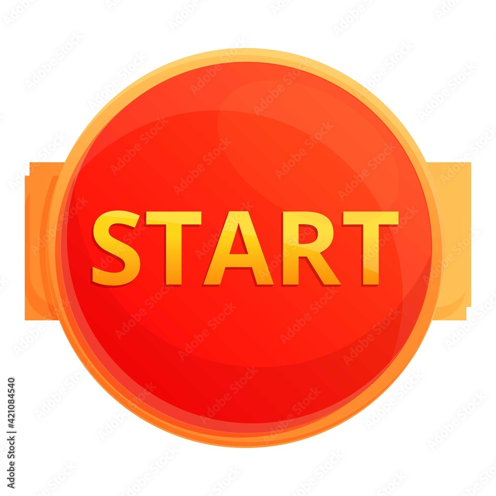 Poster start button interface icon. cartoon of start button interface vector icon for web design isolated o