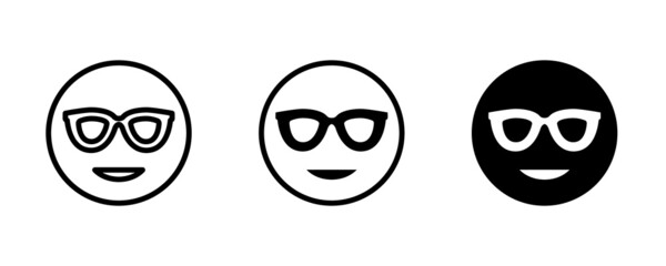 Nerd emoticon vector icon. filled flat sign for mobile concept and web design. Cute smiling emoji wearing eyeglasses simple solid icon. Symbol, logo illustration.