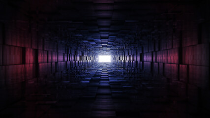 Tunnel with different color spectrum with an end light