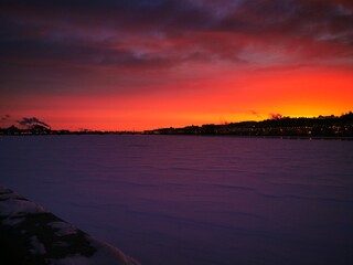 sunset over the river