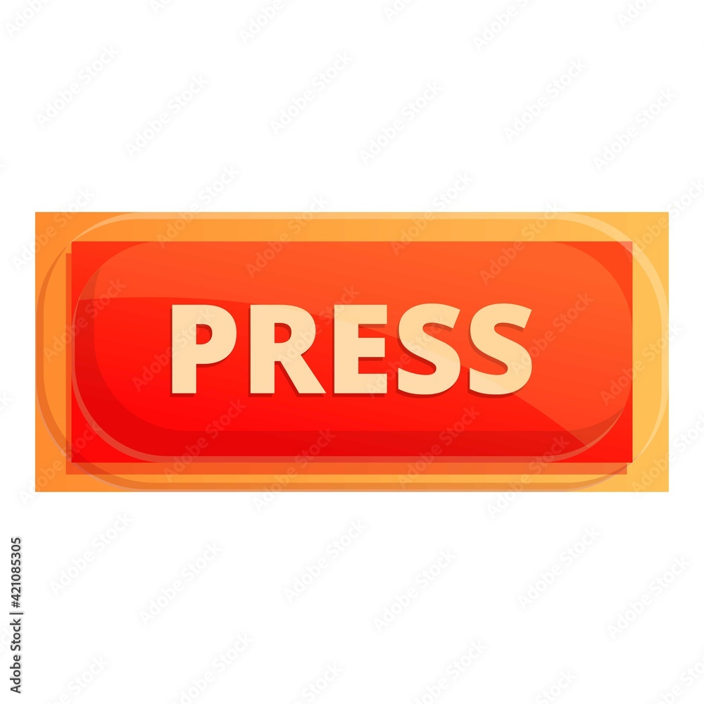 Poster press interface button icon. cartoon of press interface button vector icon for web design isolated o