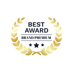Best Award brand premium gold laurel wreath badge logo design tree star vector illustration on white background.