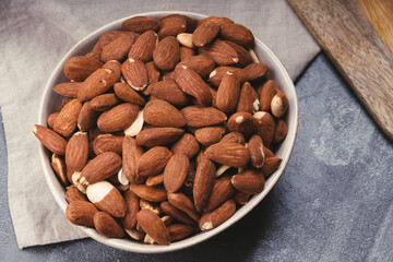 Ceramic bowl with almonds