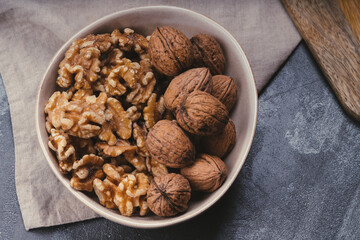 Ceramic bowl with walnuts