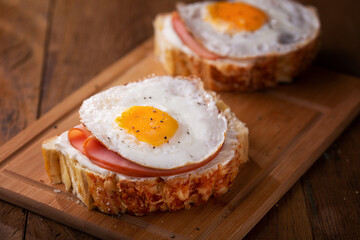 Bread with egg in breakfast