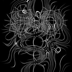 Illuminated abstract curved lines. Fractal graphics.