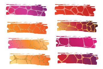 Bright abstract shapes with giraffe skin print. Safari set on white background
