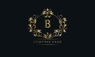 Vintage bronze logo with the letter B. Elegant monogram, business sign, identity for a hotel, restaurant, jewelry.