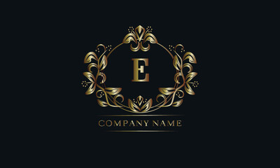 Vintage bronze logo with the letter E. Elegant monogram, business sign, identity for a hotel, restaurant, jewelry.