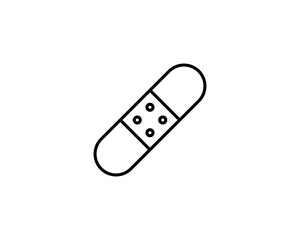 Band aid icon. Black icon isolated on white background. Medical patch silhouette. Simple icon. Web site page and mobile app design vector element.