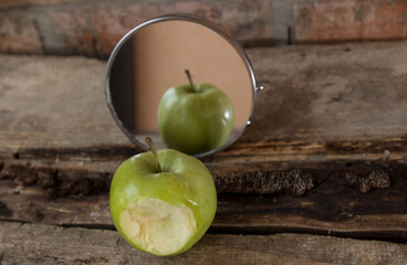 apple bitten in the mirror