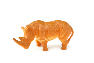 Toy rhinoceros isolated against on a white background.