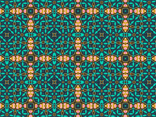 Geometric Seamless Ornament Abstract Pattern Gold Yellow, Green, Black, and Blue, For print and Background. Geometric Tiles Digital Paper.