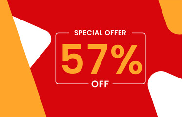 57% OFF Sale Discount Banner. Discount offer price tag. 57% OFF Special offer