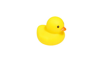 yellow rubber ducks isolated on a white background.