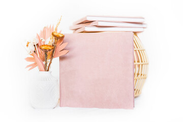Pink textured photo albums