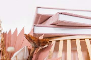 Pink textured photo albums