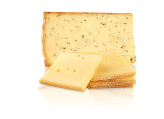 piece of cheese front view isolated white background​ 