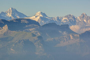 Swiss Alps mountain range seen from Brienz Rothorn.