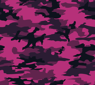 
Camouflage Pink Vector Print, Trendy Pattern For Textiles