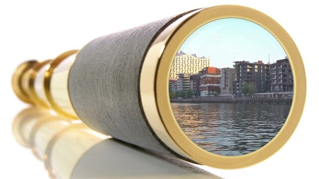 Fernrohr - Hamburg Hafencity Sonnenaufgang