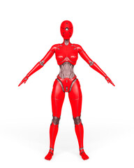 gynoid is the super fembot in white background