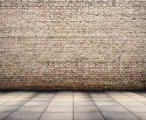 Empty Old Brick Wall Texture. Painted Distressed Wall Surface. Grungy Wide Brick wall. old wall texture grunge background, Abstract Web Banner. Copy Space.