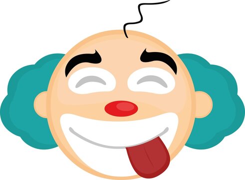 Vector illustration of the head of a cartoon clown with a happy expression