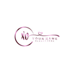 XV beautiful Initial handwriting logo template