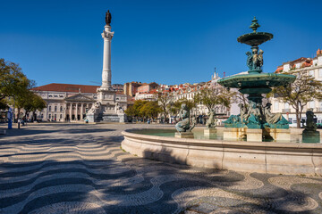 Fototapeta na wymiar View of Figueira plaza in downtown Lisbon in Portugal
