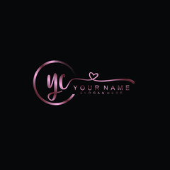 YC beautiful Initial handwriting logo template