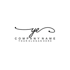 YE beautiful Initial handwriting logo template