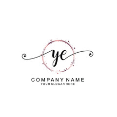 YE beautiful Initial handwriting logo template