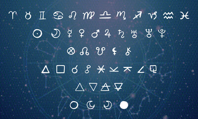 Astrology Symbols Vector Icon Set