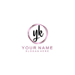 YK beautiful Initial handwriting logo template