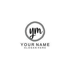 YM beautiful Initial handwriting logo template