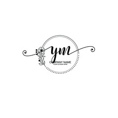 YM beautiful Initial handwriting logo template